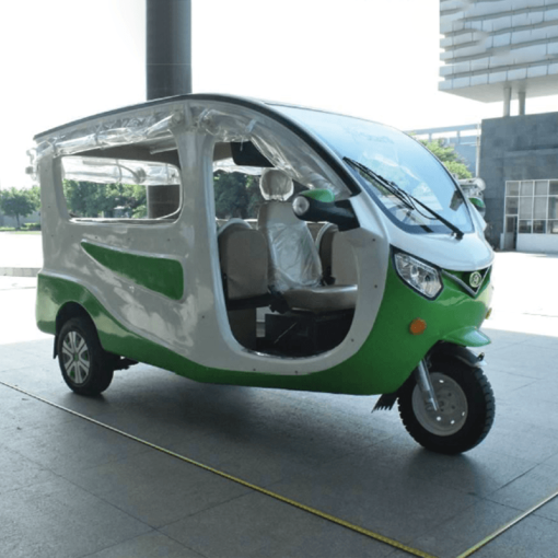 Luxury solar tuk-tuk parked outside Star 8 offices in Philippines
