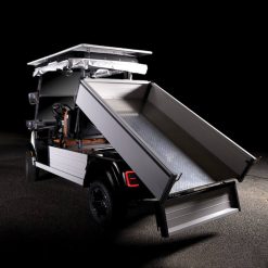 Golf cart with a tipping tray