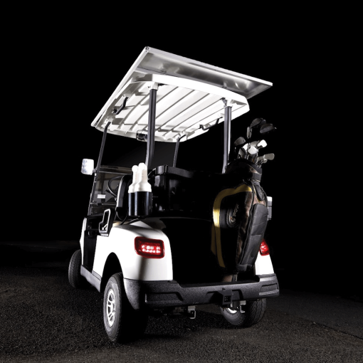 Back of 2 seater solar power golf cart